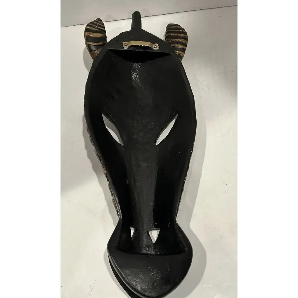 Vintage Hand Carved Zebra small Wood Face Mask Hand Painted Wall Decor